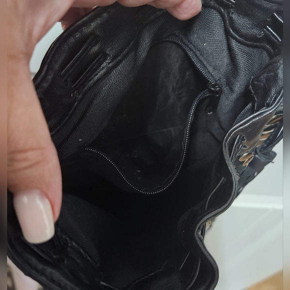 FOREVER 22 Black Vegan Leather Stud Drawstring Crossbody Bag - Picture 11 of 13